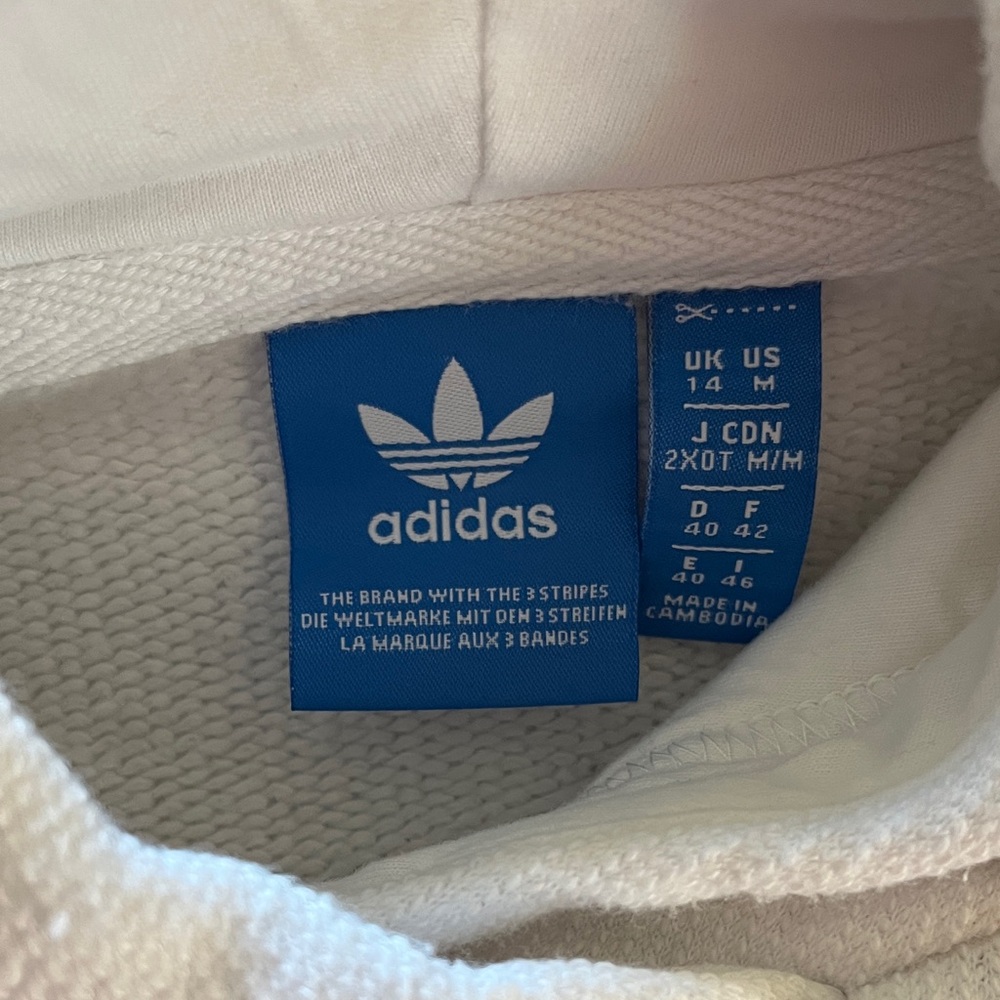 Adidas Men's White Hoodie with Black and Gray Stripes - Picture 2 of 5